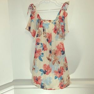 Peach Love - Off shoulder floral dress